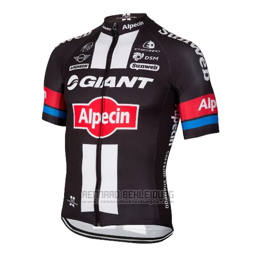 2016 Fahrradbekleidung Giant Alpecin Shwarz und Rot Trikot Kurzarm und Tragerhose - zum Schließen ins Bild klicken